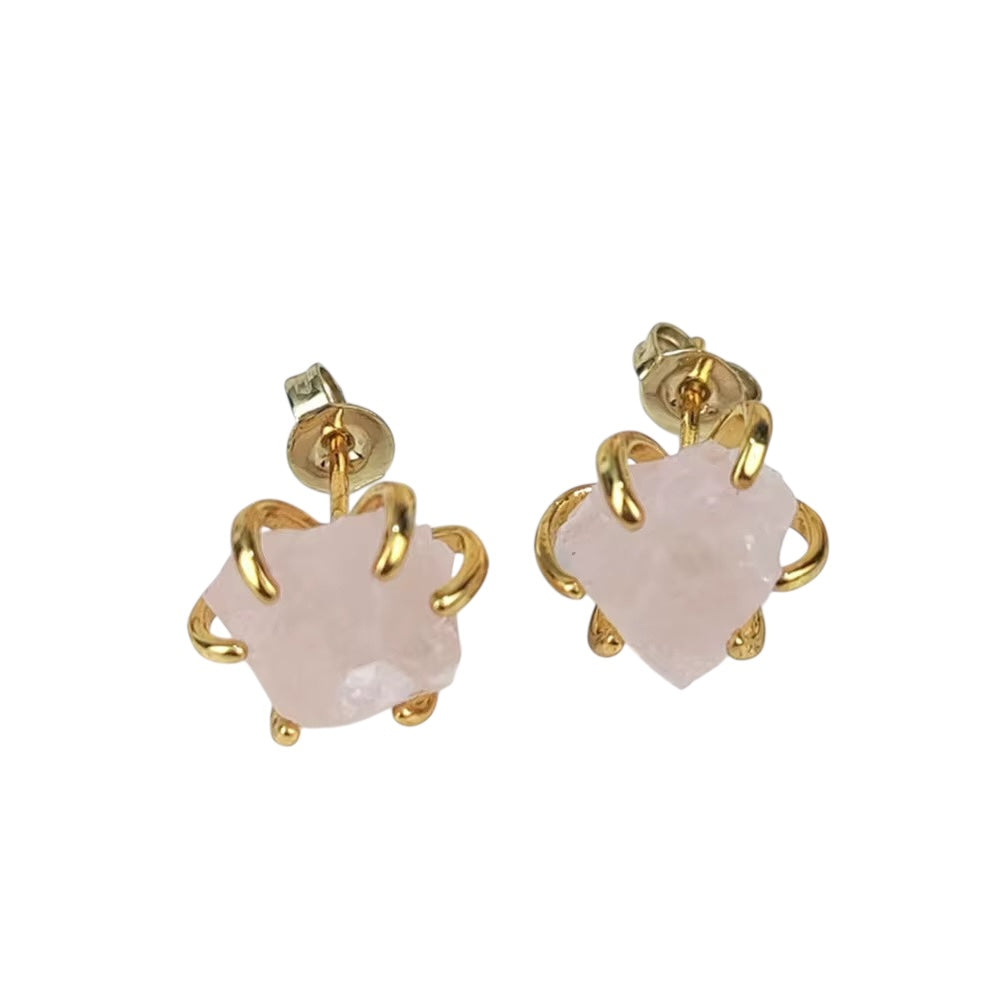 Raw Gemstone Claw Studs