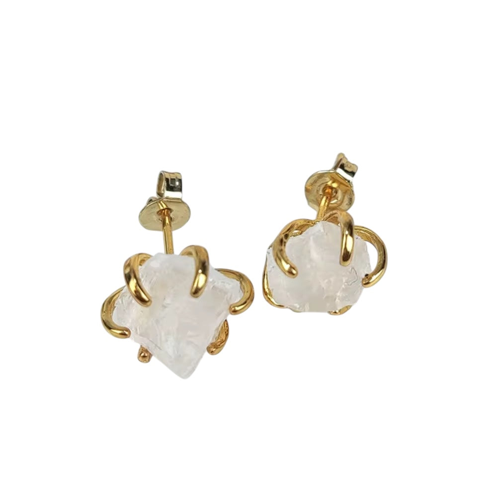 Raw Gemstone Claw Studs