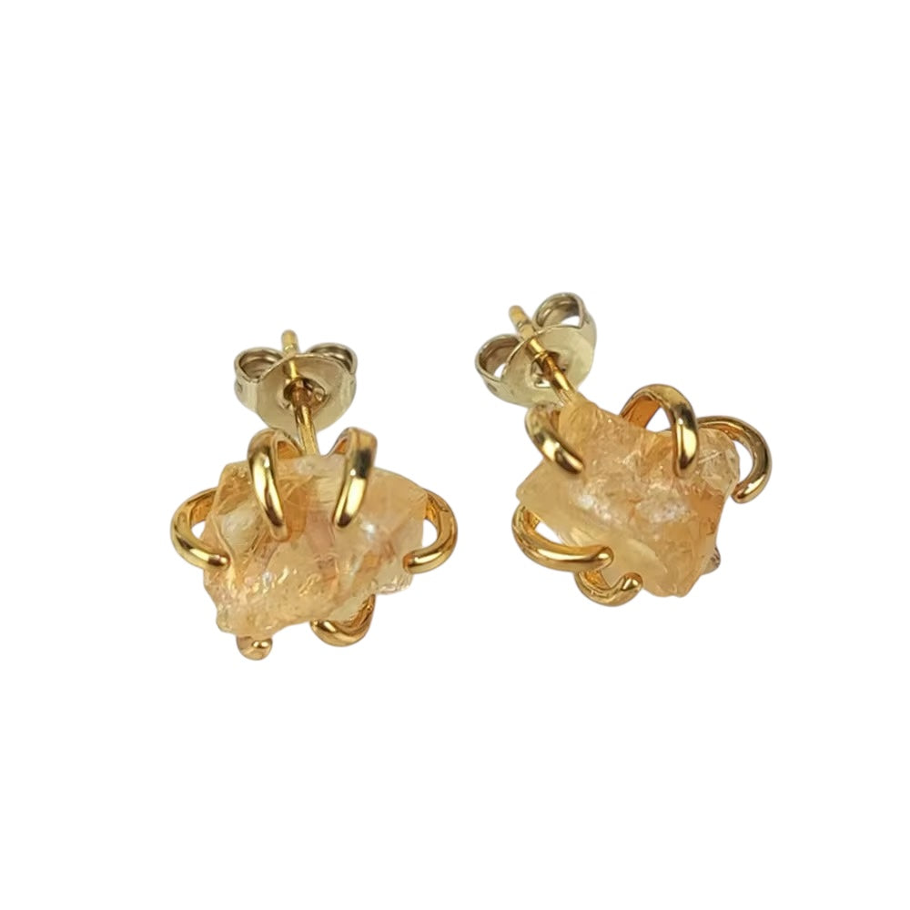 Raw Gemstone Claw Studs