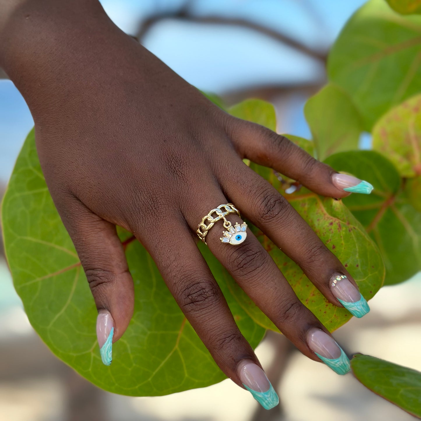 Evil Eye Dangle Ring