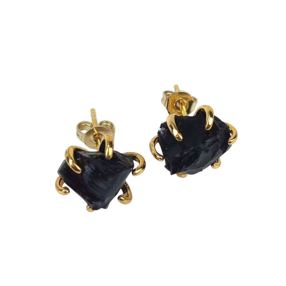 Raw Gemstone Claw Studs