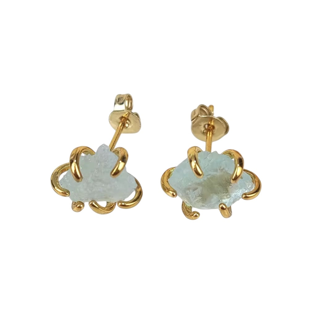 Raw Gemstone Claw Studs