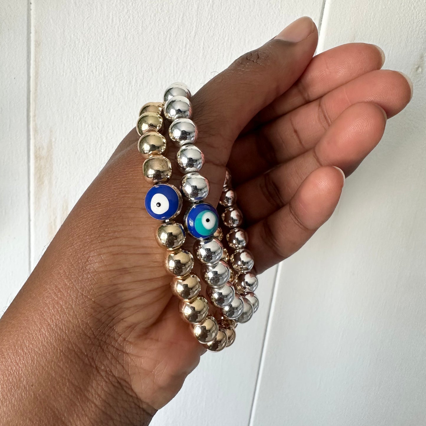 Metallic Evil Eye Bracelet