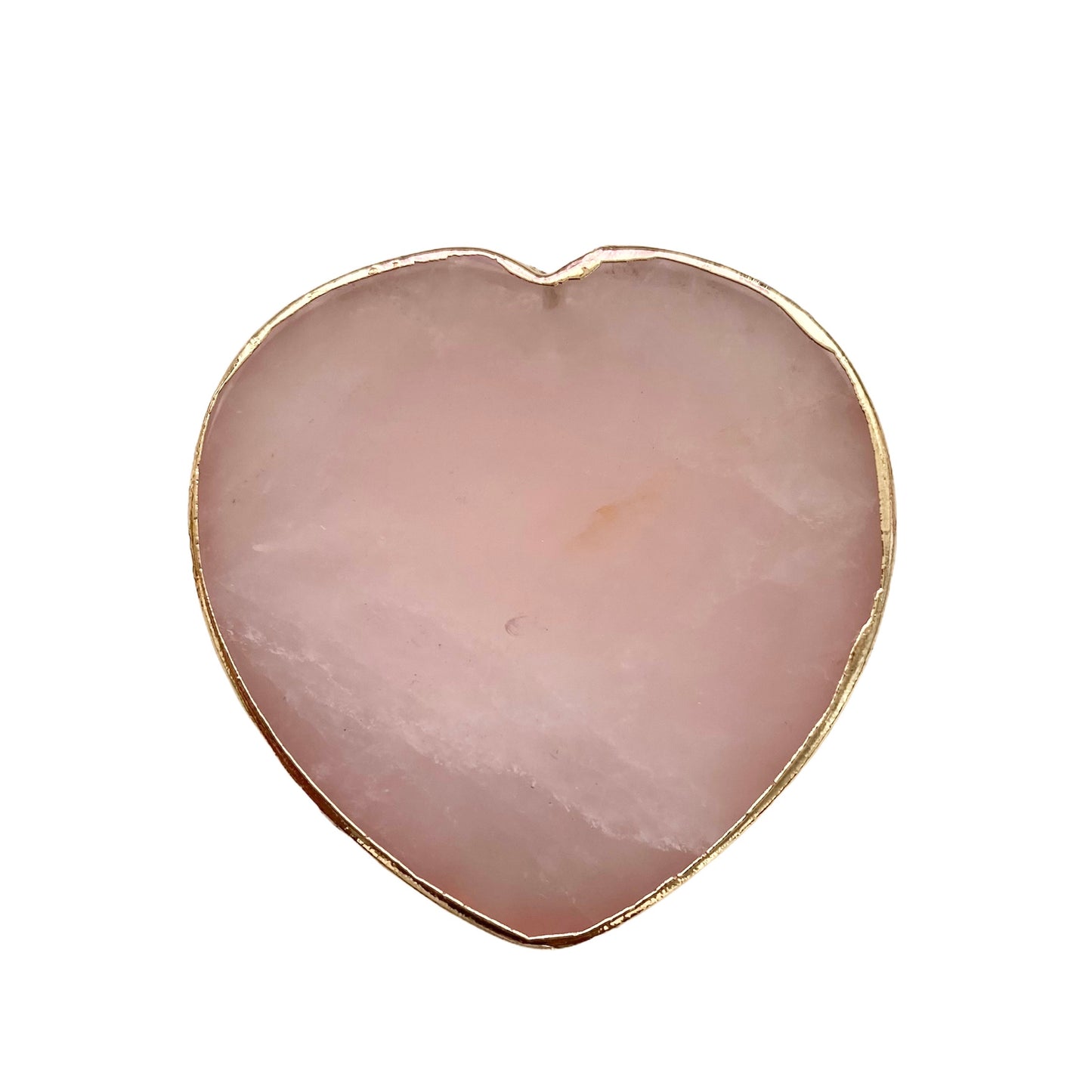 Rose Quartz Heart Phone Grip with Gold Trim