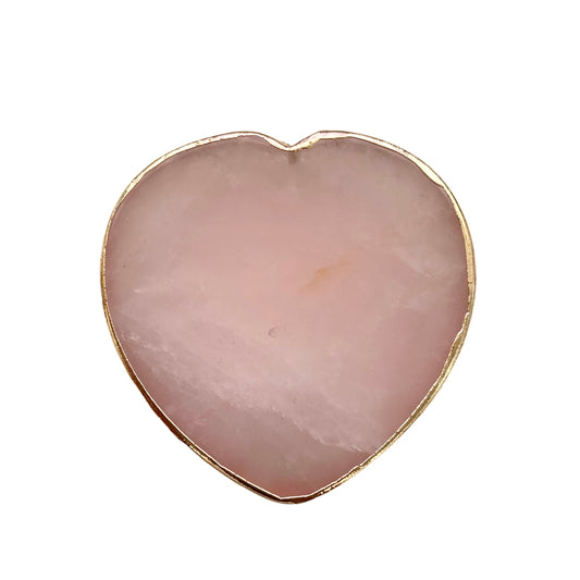 Rose Quartz Heart Phone Grip with Gold Trim