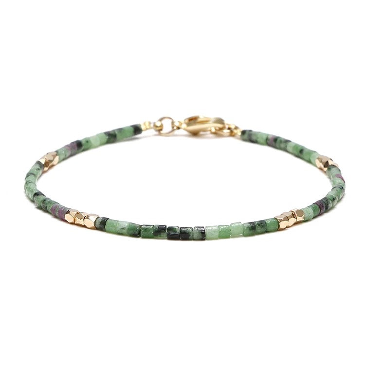Dainty Gemstone Tube Bead Bracelet