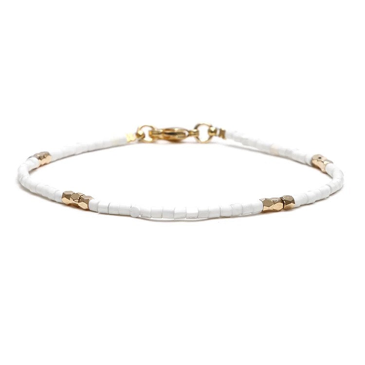 Dainty Gemstone Tube Bead Bracelet