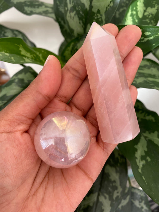 Aura Rose Quartz Standing Point