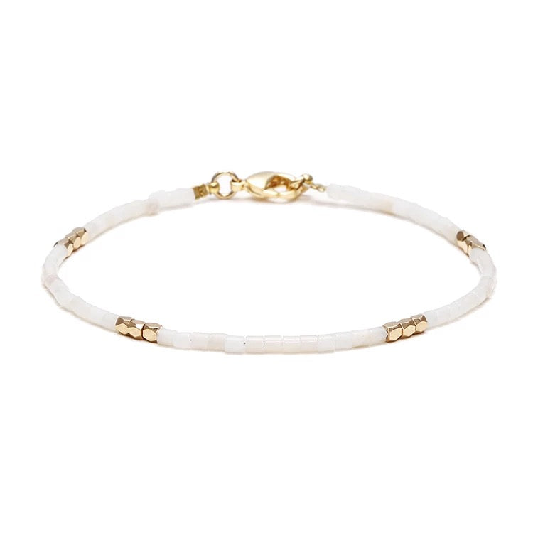 Dainty Gemstone Tube Bead Bracelet