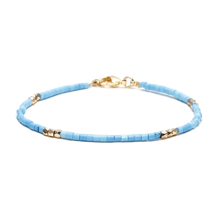 Dainty Gemstone Tube Bead Bracelet