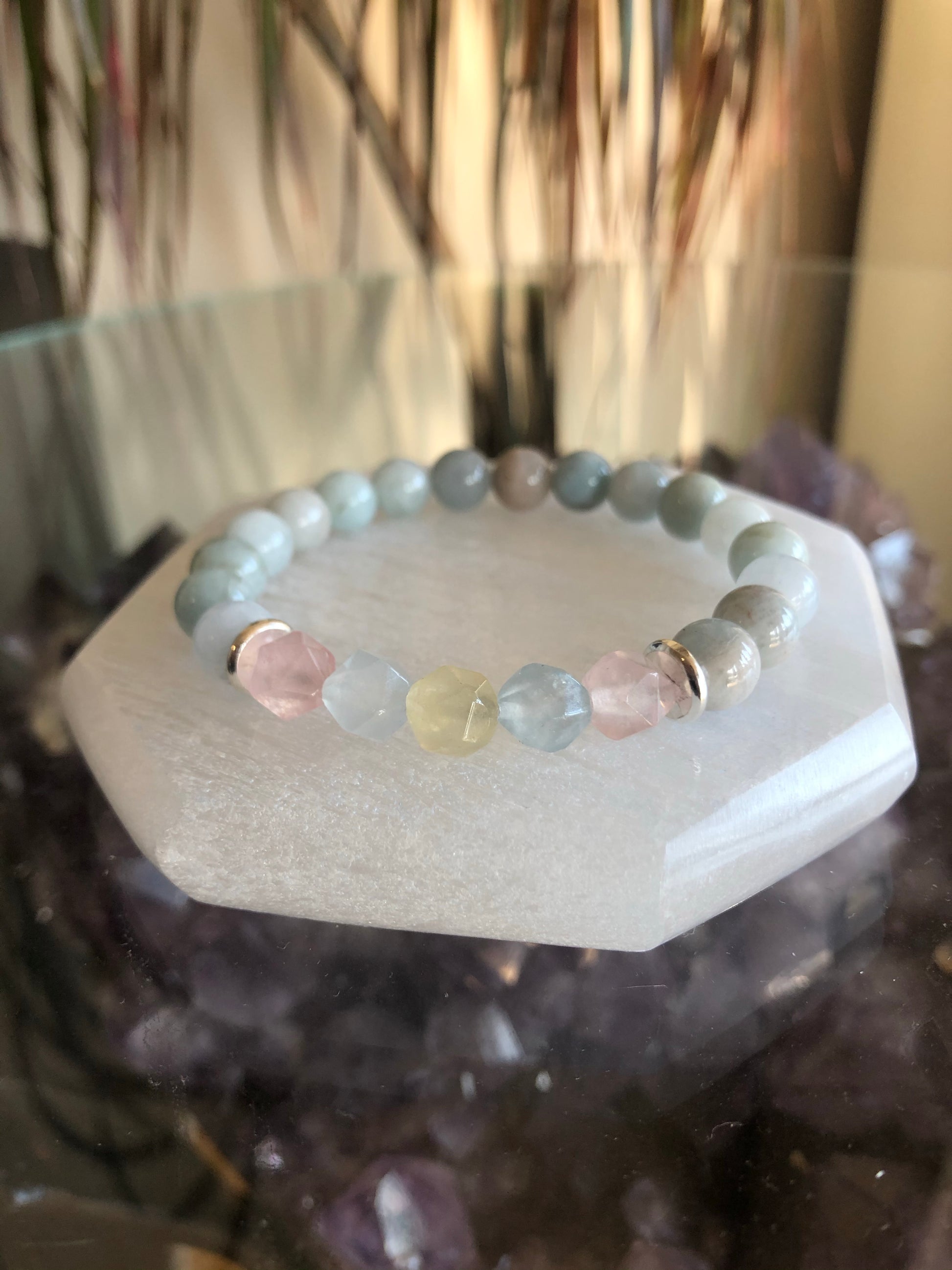 Geo Hex Beaded Bracelet - Morganite - Love & Light Jewels