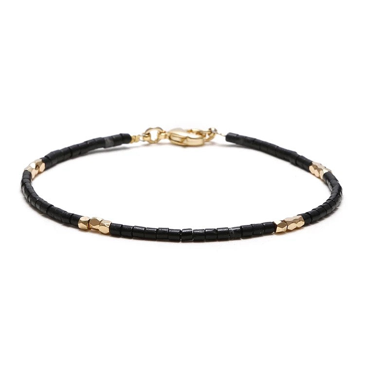 Dainty Gemstone Tube Bead Bracelet