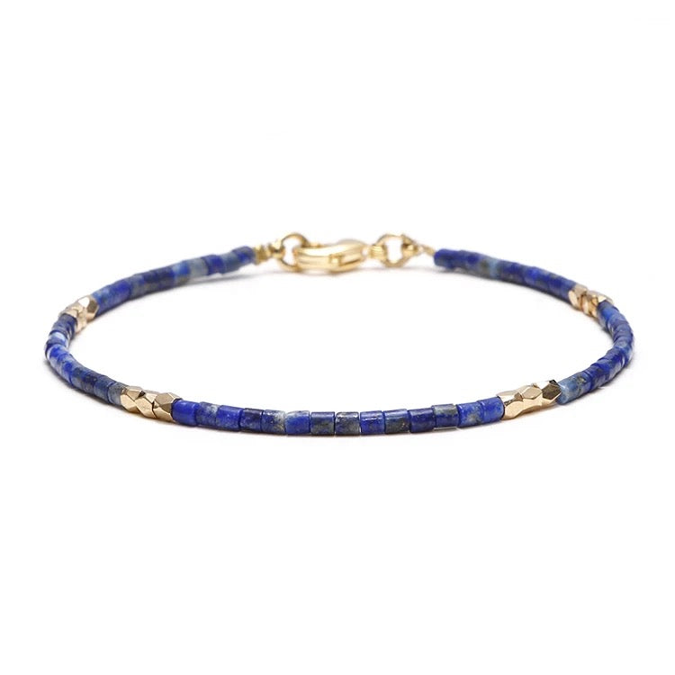 Dainty Gemstone Tube Bead Bracelet