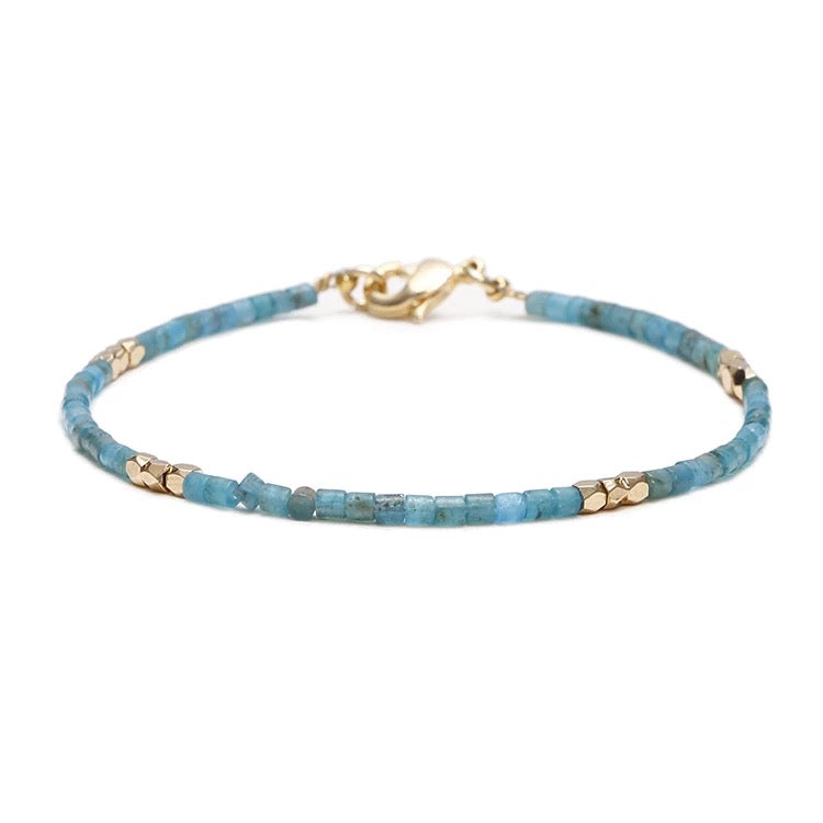 Dainty Gemstone Tube Bead Bracelet