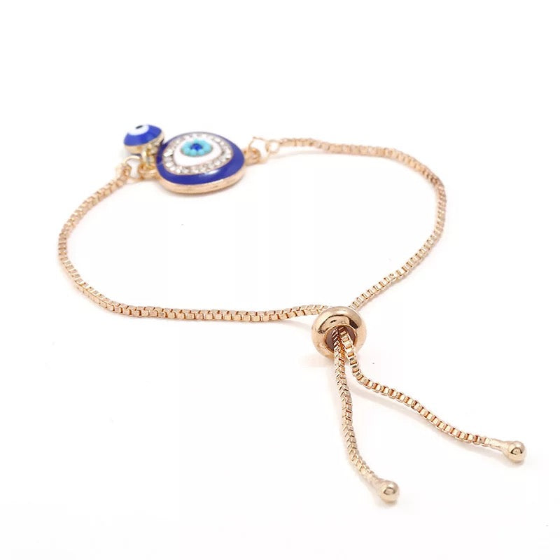 Two is Better Than One Evil Eye Adjustable Bracelet
