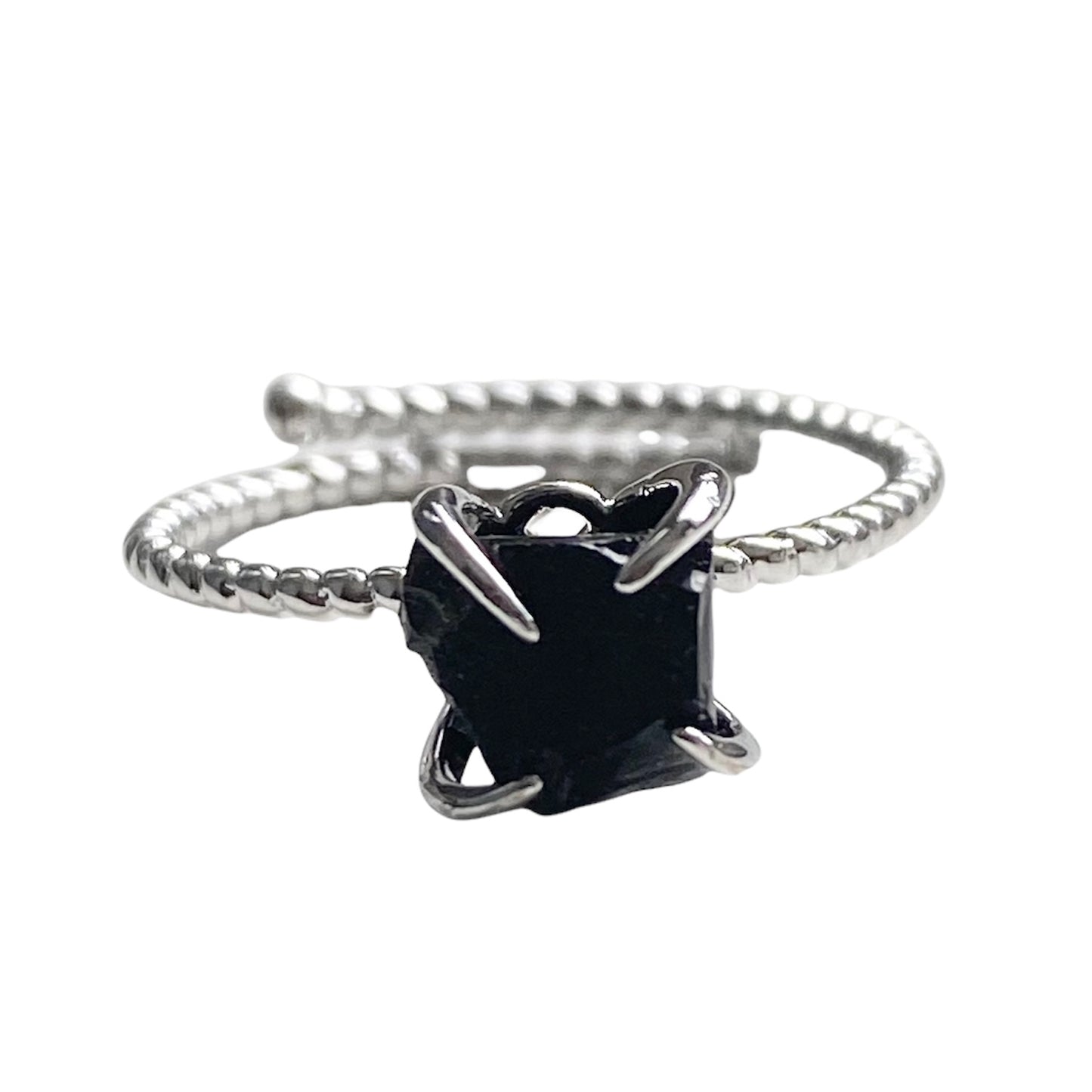 Raw Nugget Claw Ring - Silver