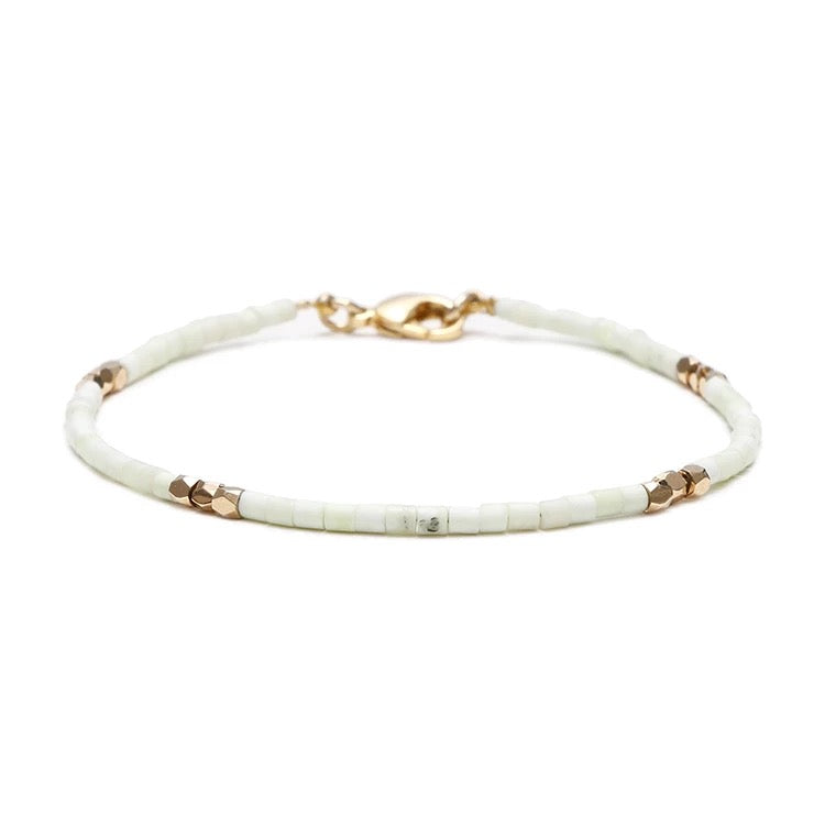 Dainty Gemstone Tube Bead Bracelet