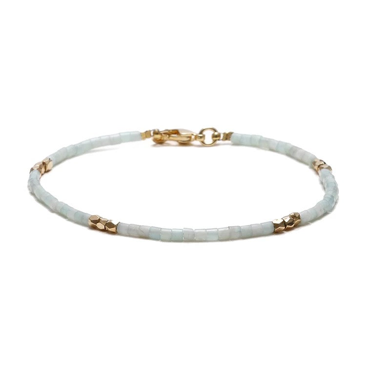 Dainty Gemstone Tube Bead Bracelet