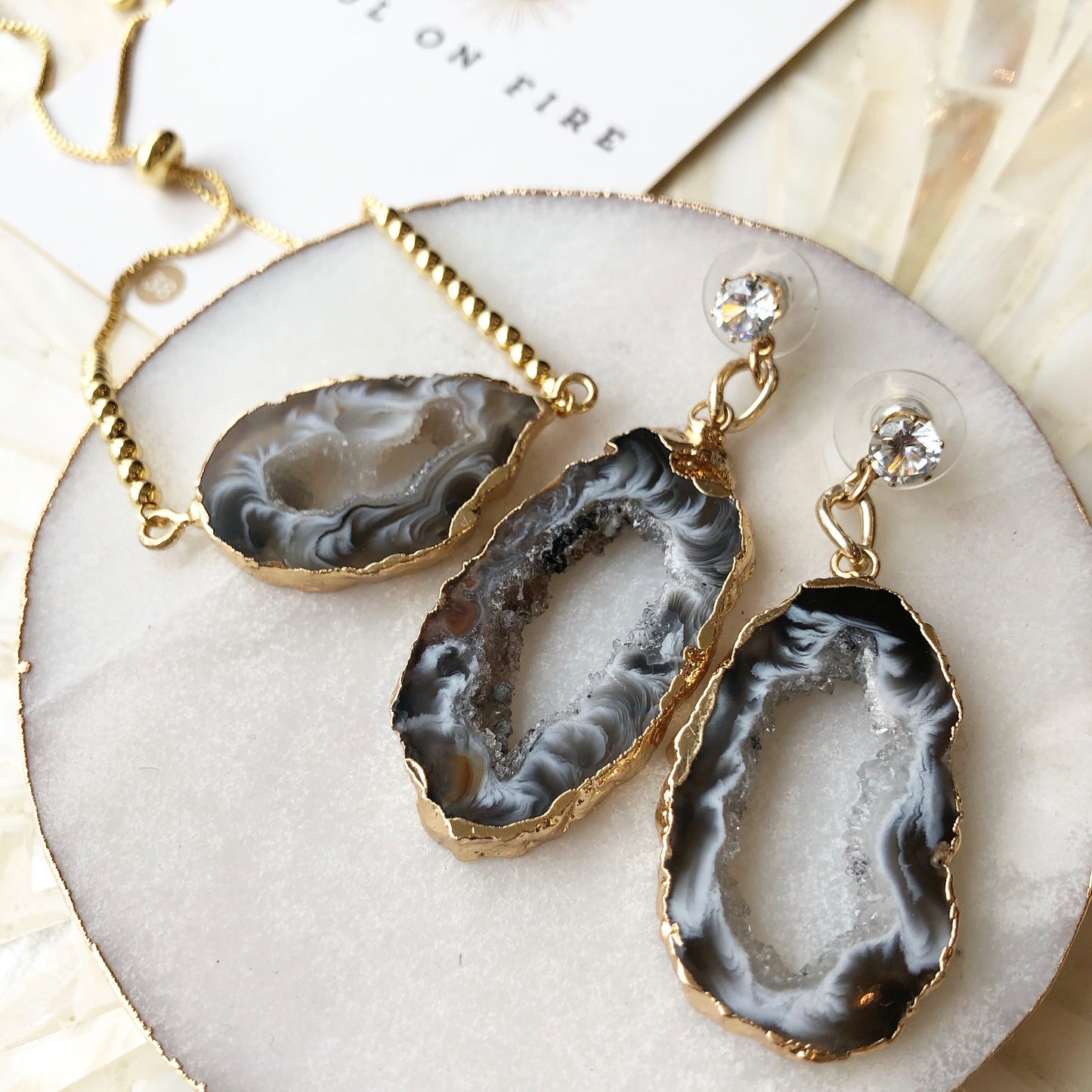 Agate Slice Cocktail Earrings - Love & Light Jewels
