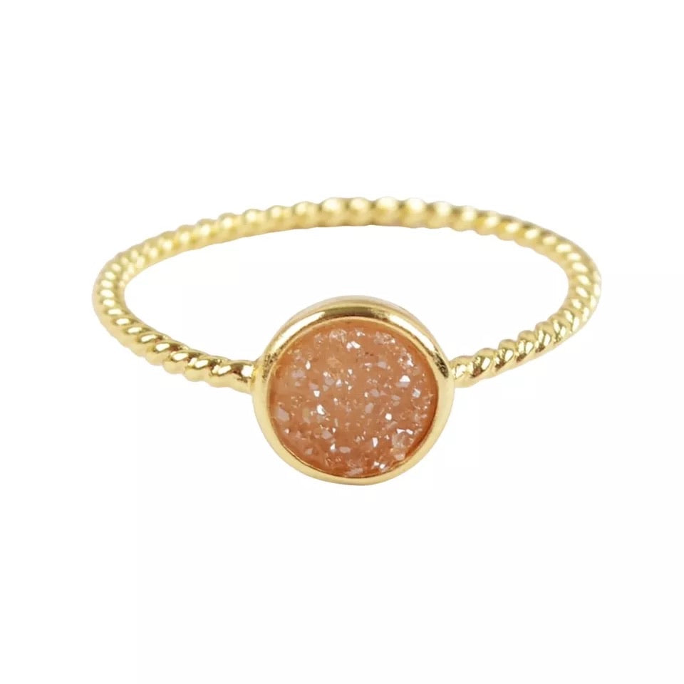 Round Druzy Stacking Ring - Love & Light Jewels