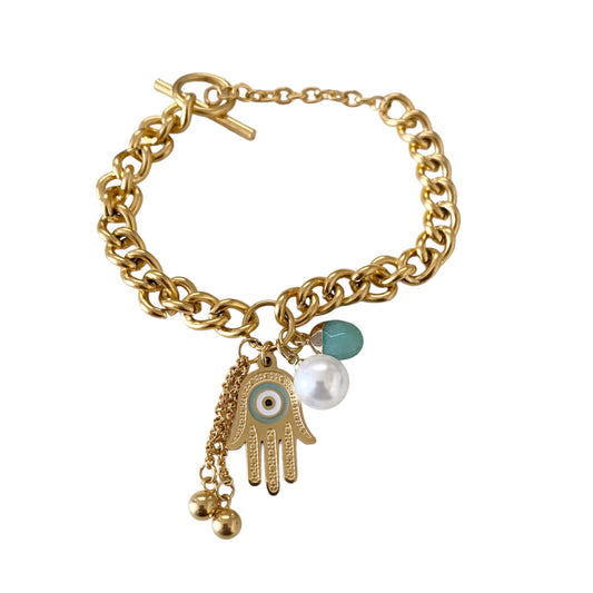 Hamsa Charm Adjustable Link Bracelet
