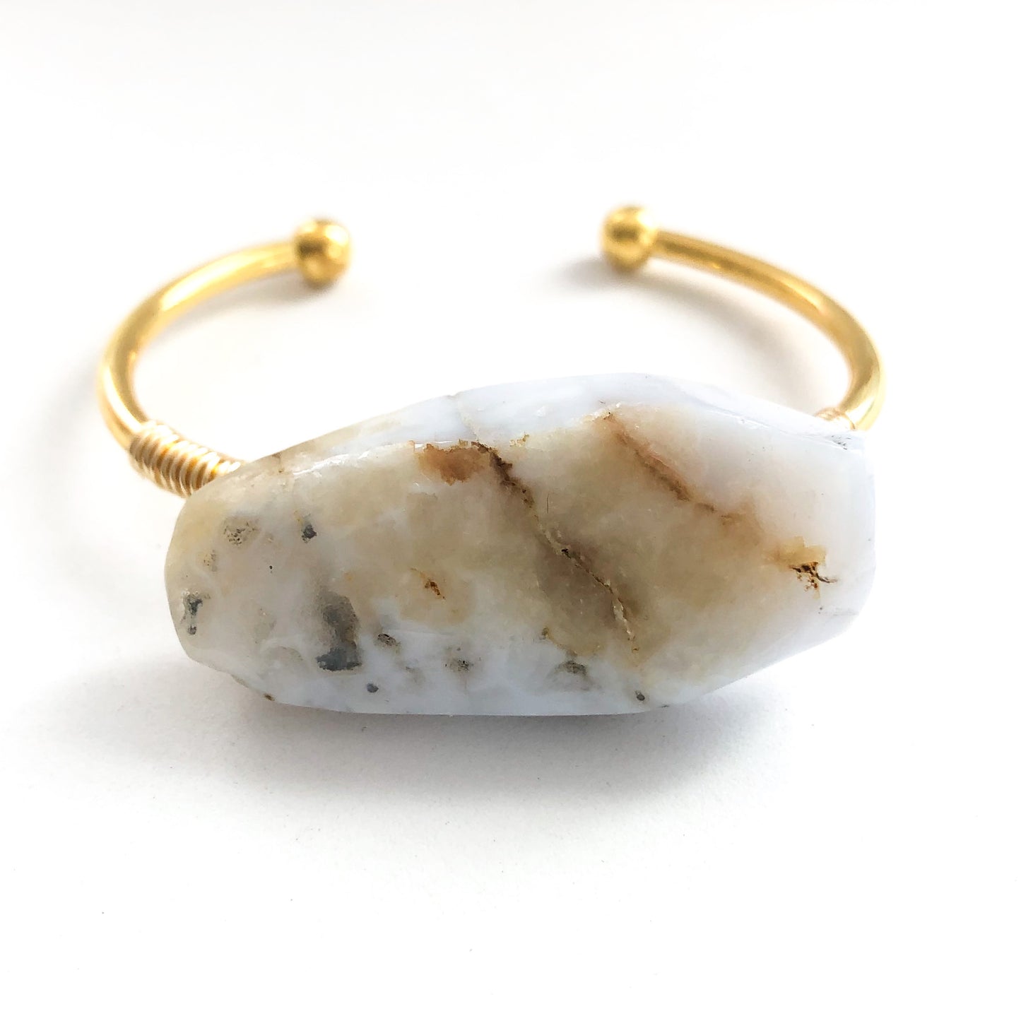 Wire Wrapped Gemstone Hex Bangle - Love & Light Jewels