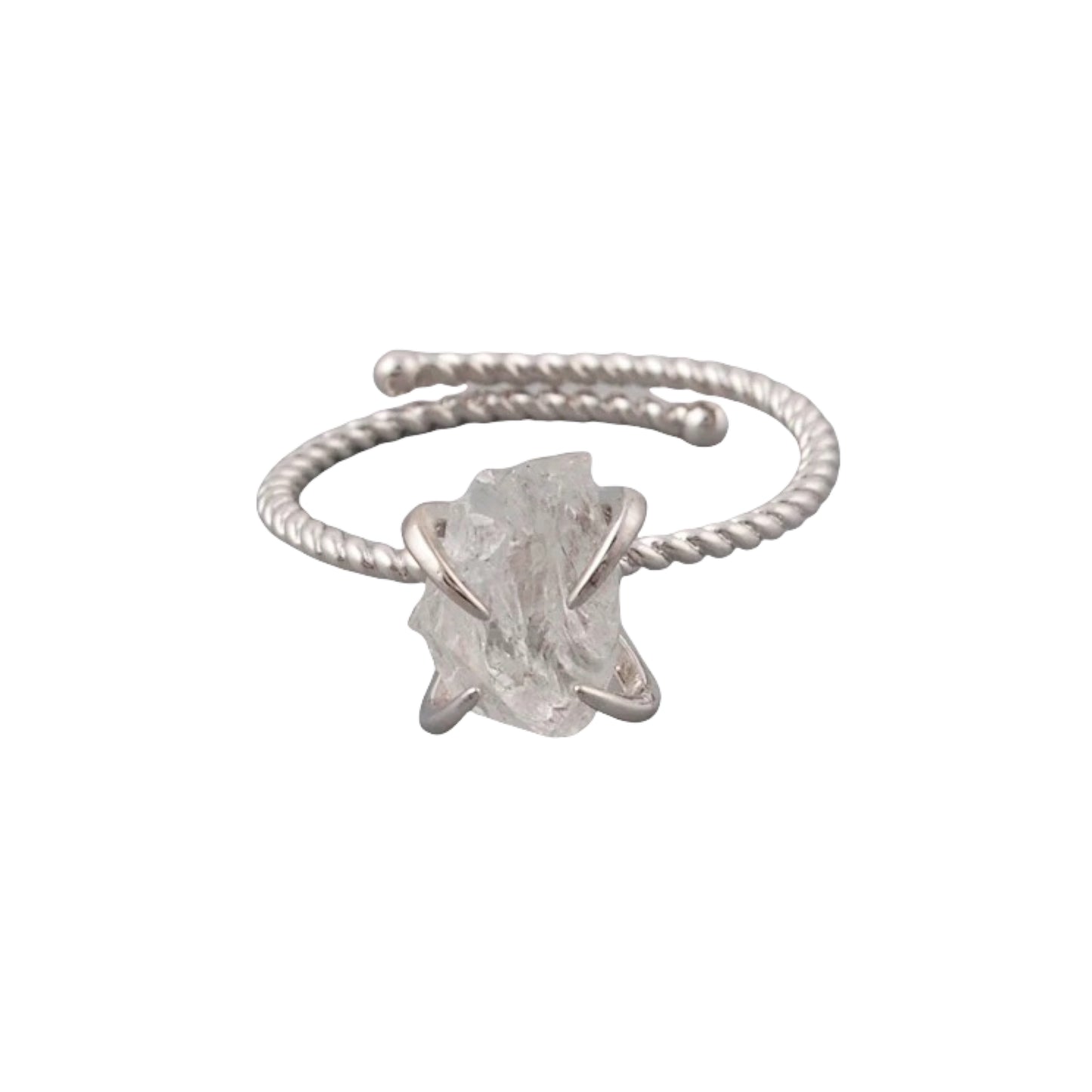 Raw Nugget Claw Ring - Silver