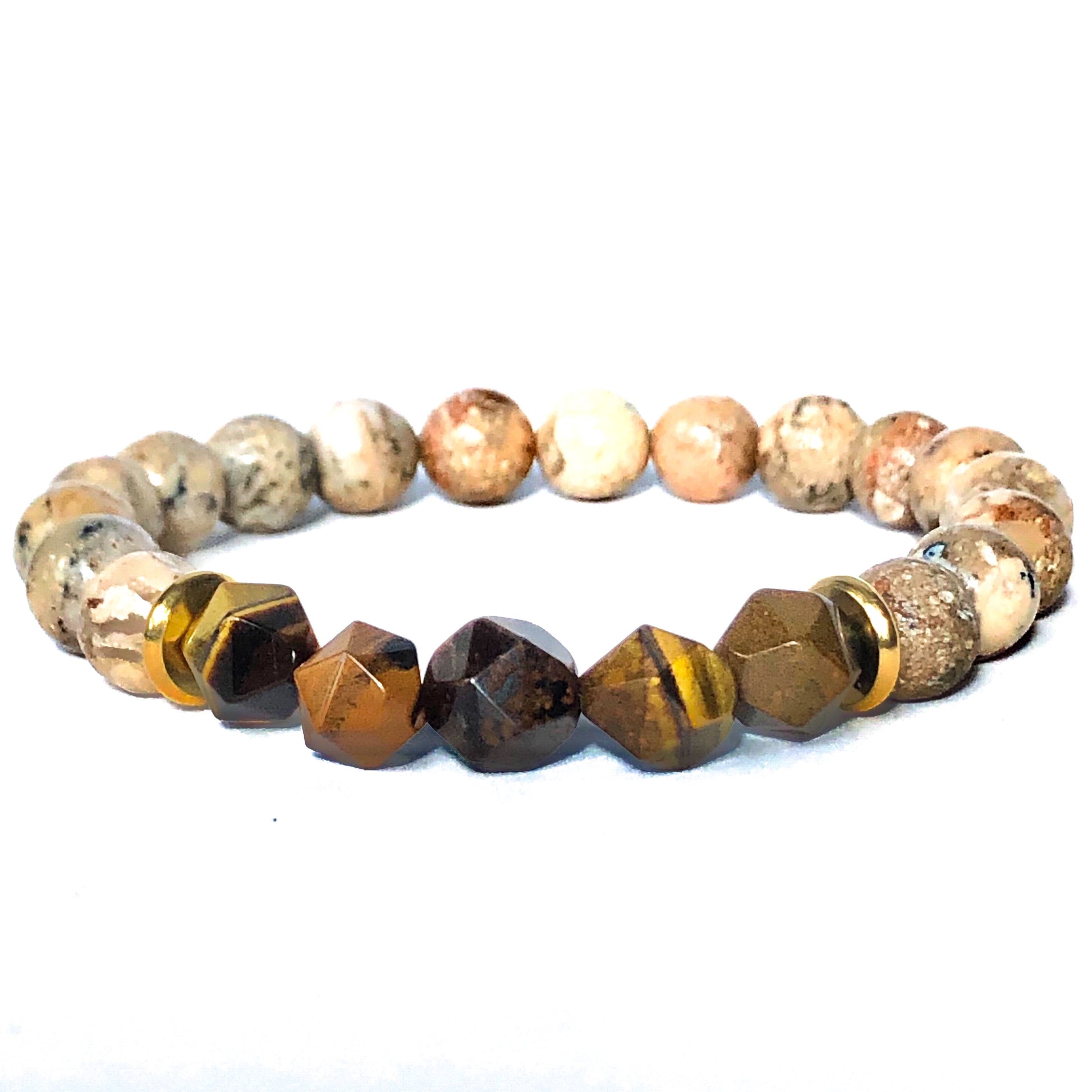 Geo Hex Beaded Bracelet - Tiger’s Eye - Love & Light Jewels