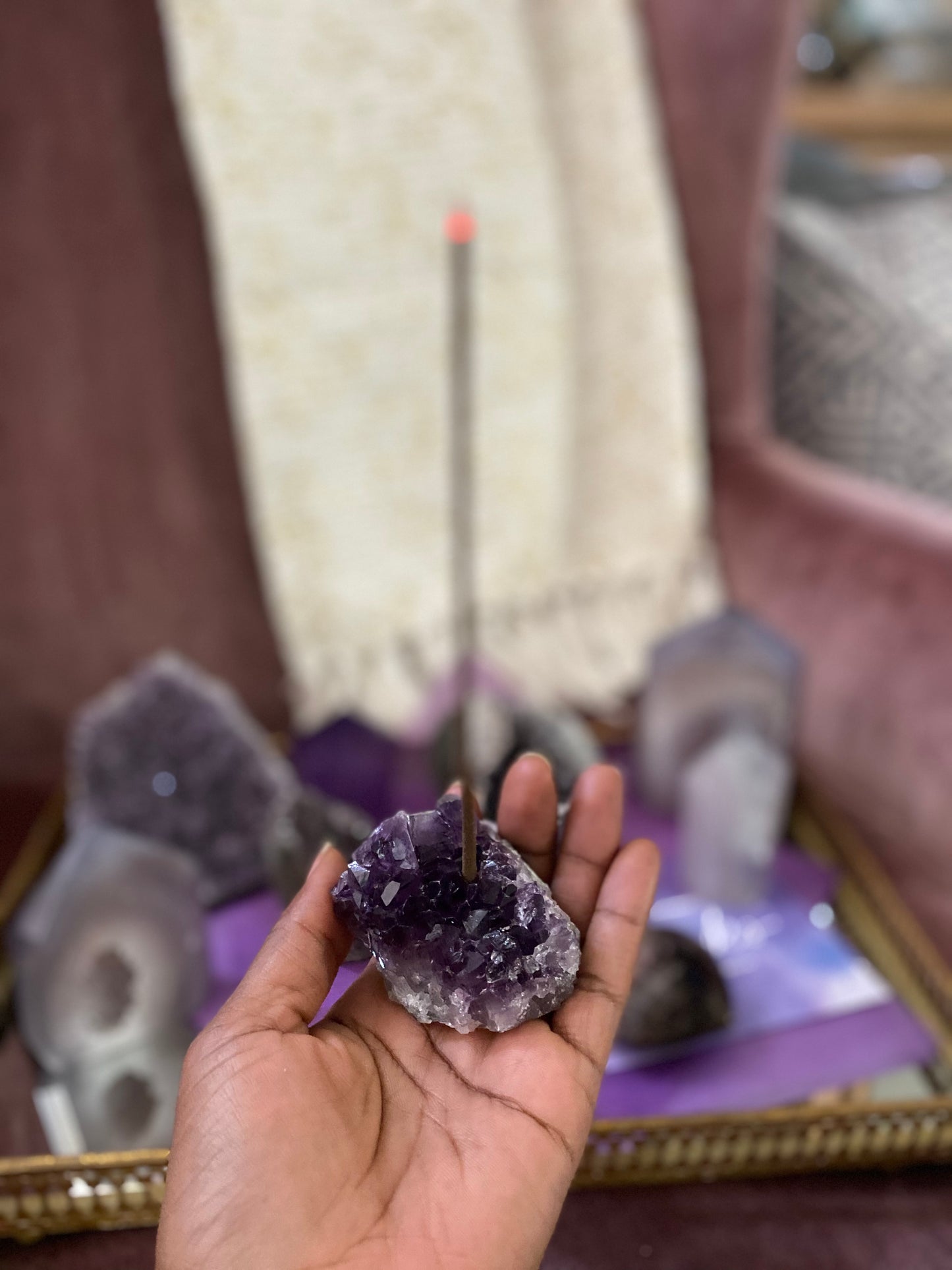 Amethyst Cluster Incense Holder