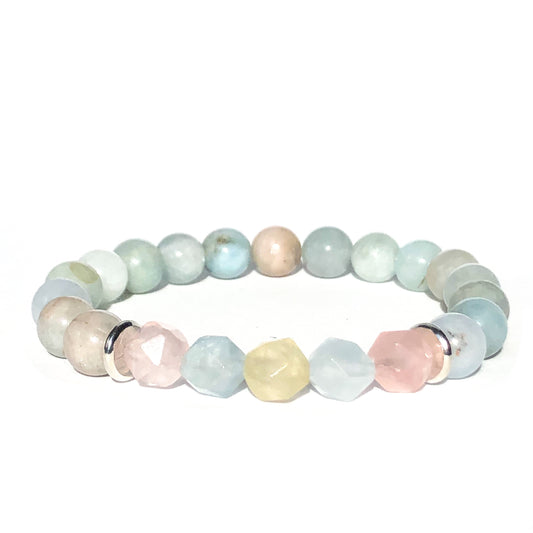 Geo Hex Beaded Bracelet - Morganite - Love & Light Jewels