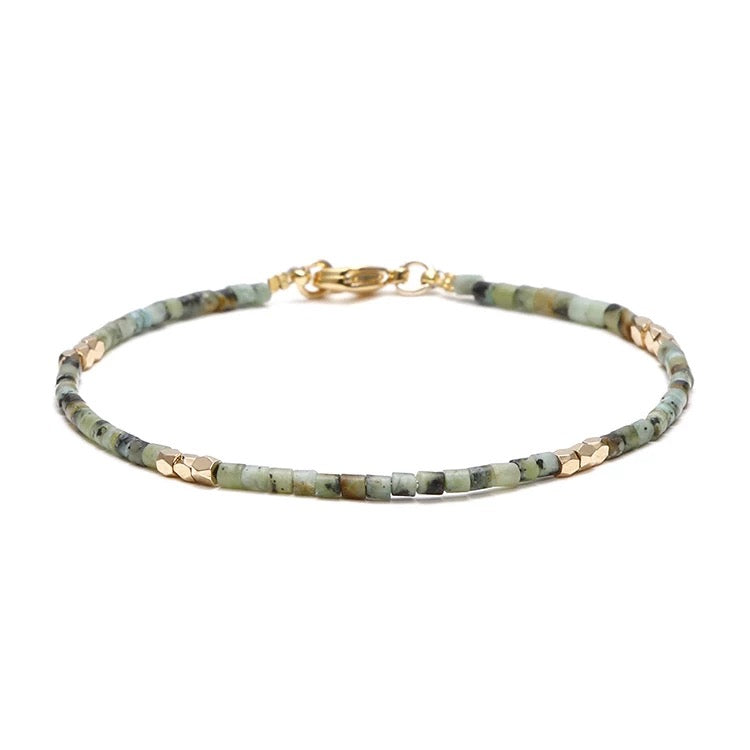Dainty Gemstone Tube Bead Bracelet