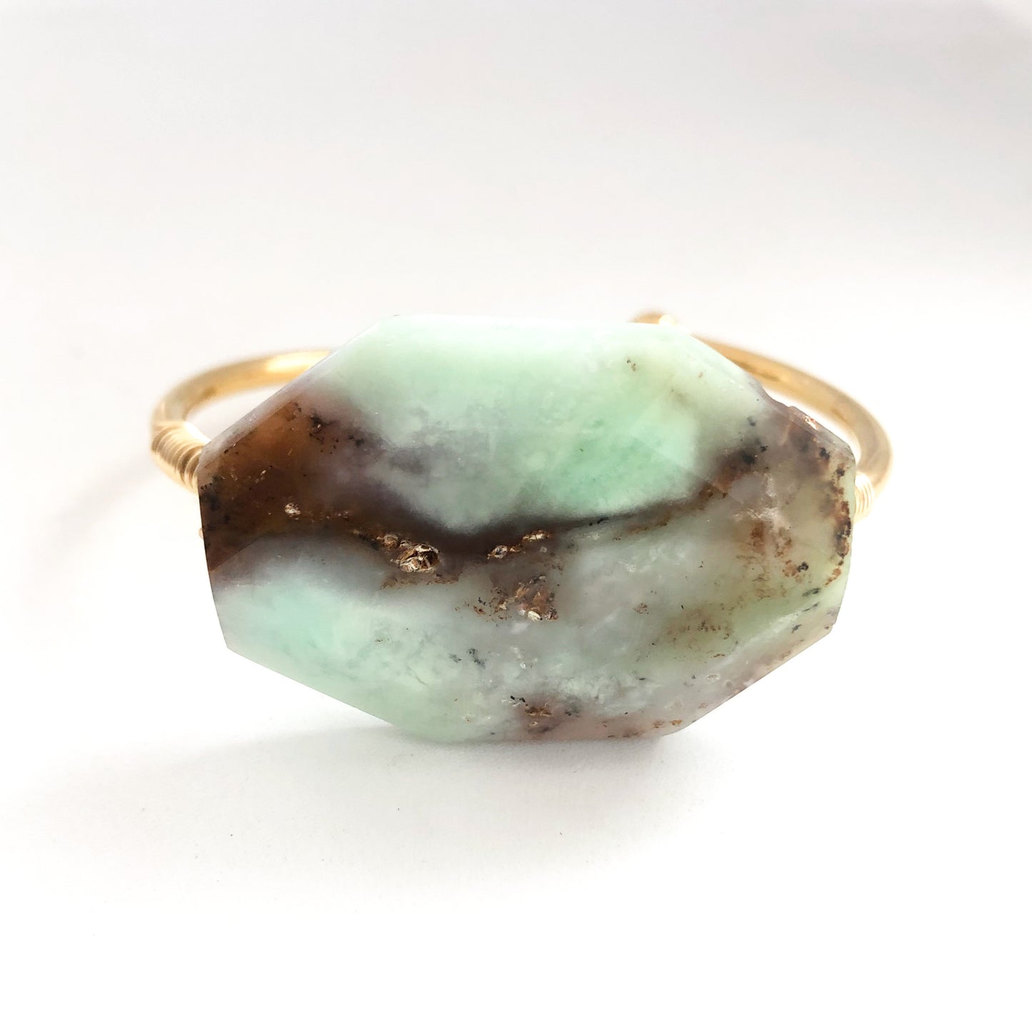 Wire Wrapped Gemstone Hex Bangle - Love & Light Jewels