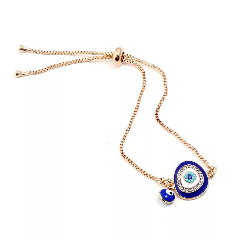 Two is Better Than One Evil Eye Adjustable Bracelet