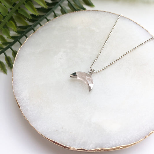 Sterling Silver Double Dipped Horn Necklace - Love & Light Jewels