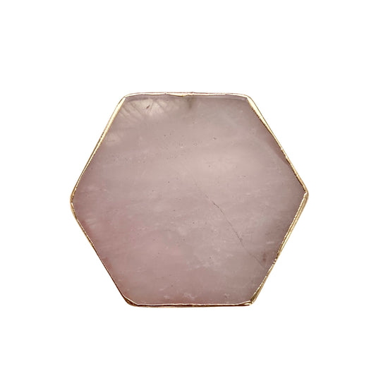 Rose Quartz Hex Phone Grip with Gold Trim