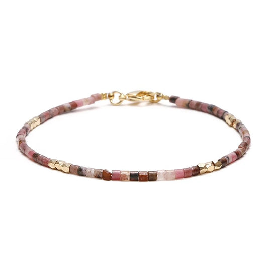 Dainty Gemstone Tube Bead Bracelet