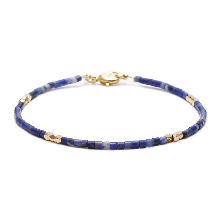 Dainty Gemstone Tube Bead Bracelet