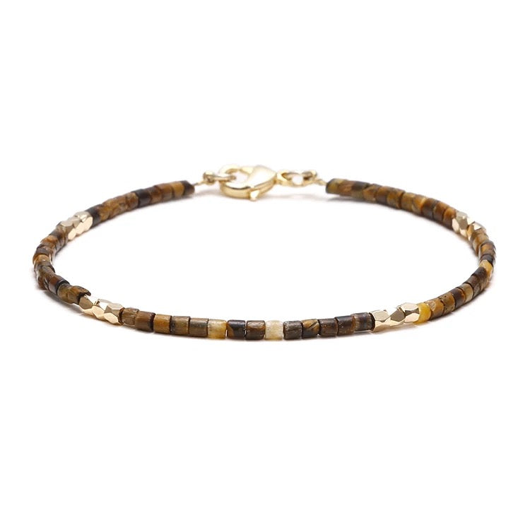Dainty Gemstone Tube Bead Bracelet