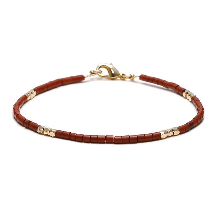Dainty Gemstone Tube Bead Bracelet