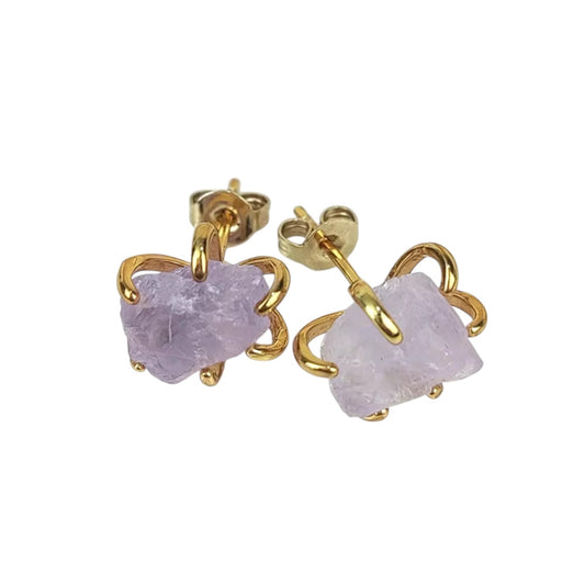 Raw Gemstone Claw Studs