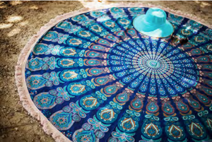 Blue Sanchi Mandala Tapestry (Roundie) - Love & Light Jewels