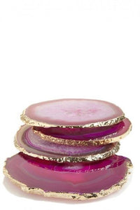 Pink Agate Drink Coasters - Love & Light Jewels