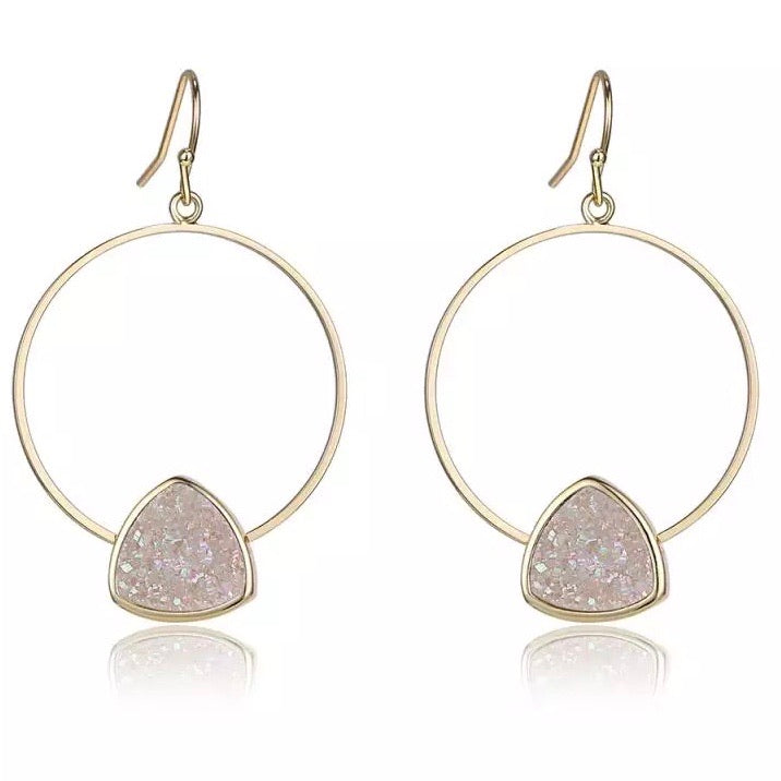 Triangle Druzy Hoops - Love & Light Jewels