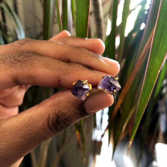 Raw Gemstone Claw Studs