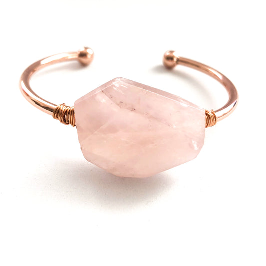 Wire Wrapped Gemstone Hex Bangle - Love & Light Jewels