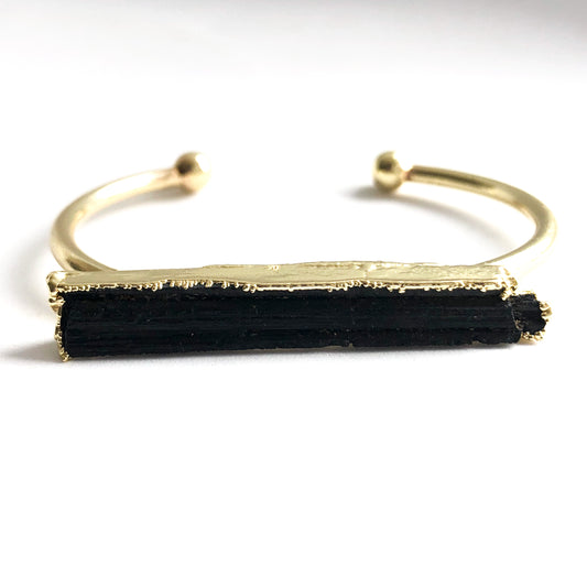 Black Tourmaline Bar Bangle - Love & Light Jewels