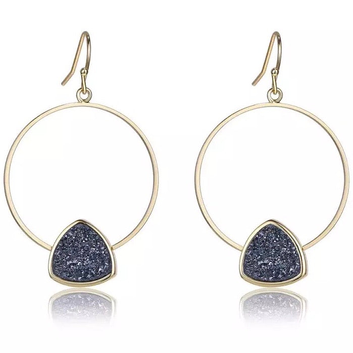 Triangle Druzy Hoops - Love & Light Jewels