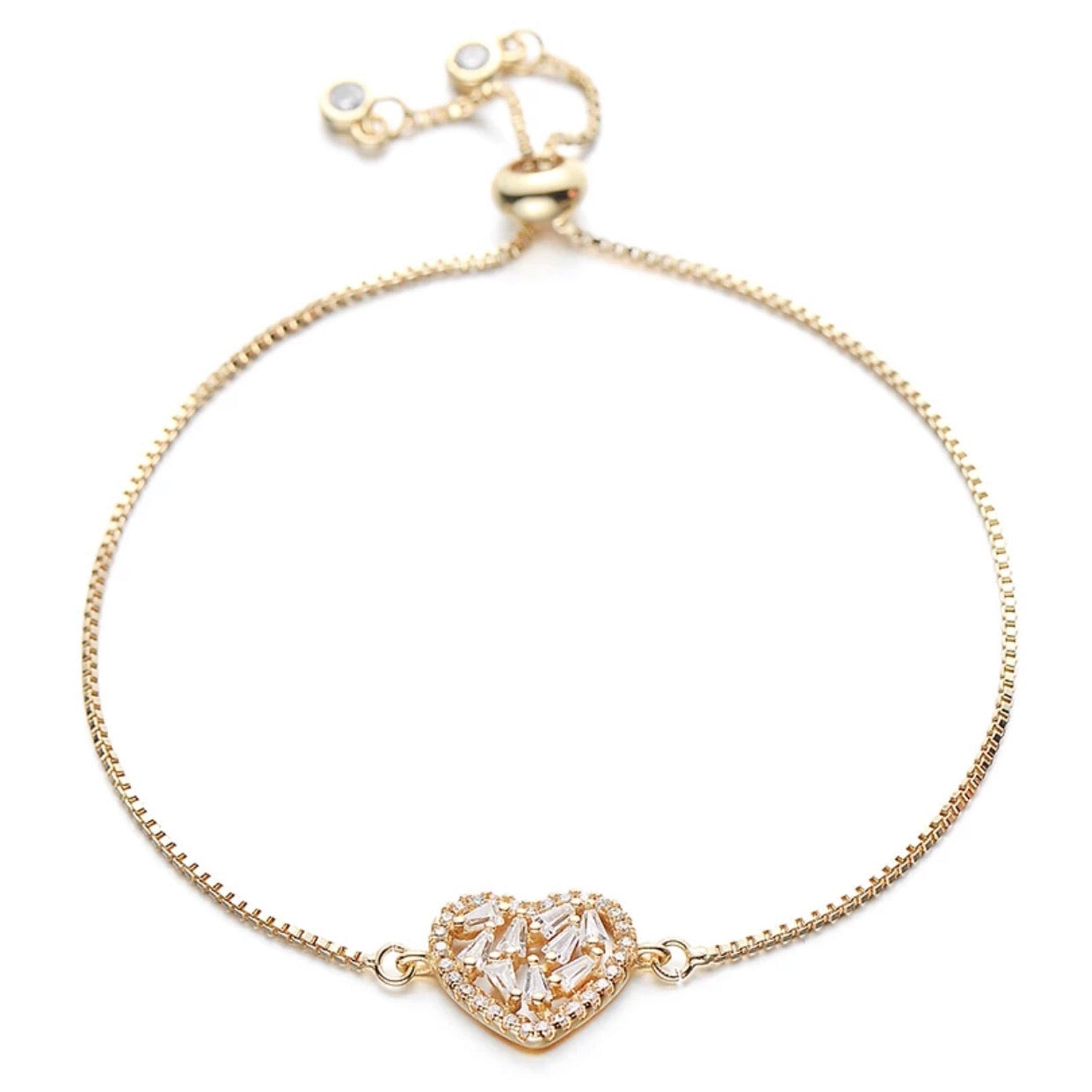 Crystal Heart Adjustable Bracelet - Love & Light Jewels