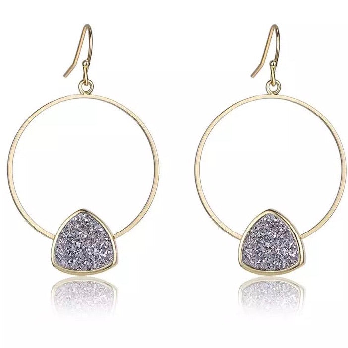 Triangle Druzy Hoops - Love & Light Jewels