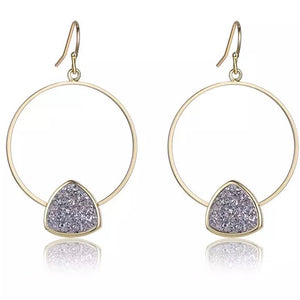 Triangle Druzy Hoops - Love & Light Jewels